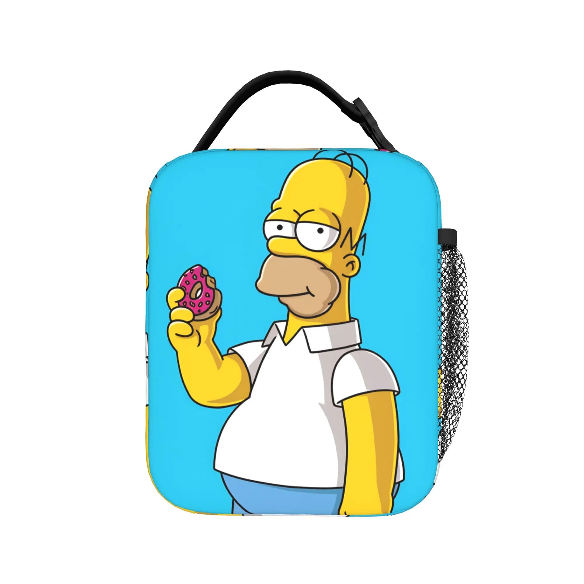 Borsa termica Homer S-Simpsons con donut rosa, borsa da pranzo per picnic all'aperto, borsa termica da donna per il tempo libero, borsa frigo con cerniera