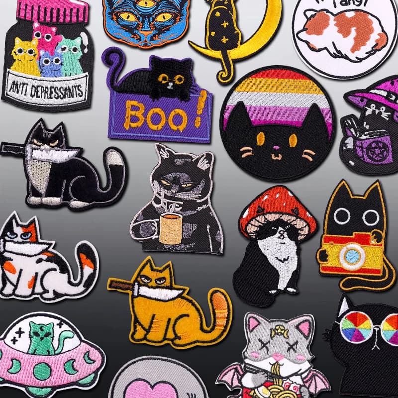 Small Animal Cat Embroidery Patch Iron On Patches For Clothing Stickers Cartoon Patches On Clothes Cute Sewing Patch Jeans Badge