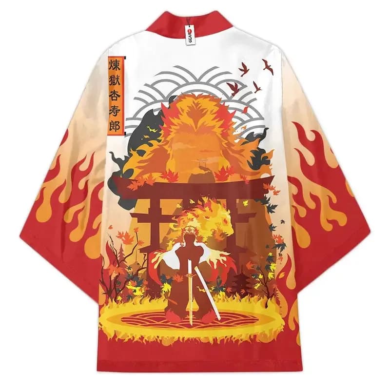Nuovo Anime Demone Slayer Kisatsutai Rengoku Kyoujurou Costumi Cosplay Kimono Adolescenti Mantello Giacca Cardigan Haori Pigiama Accappatoio