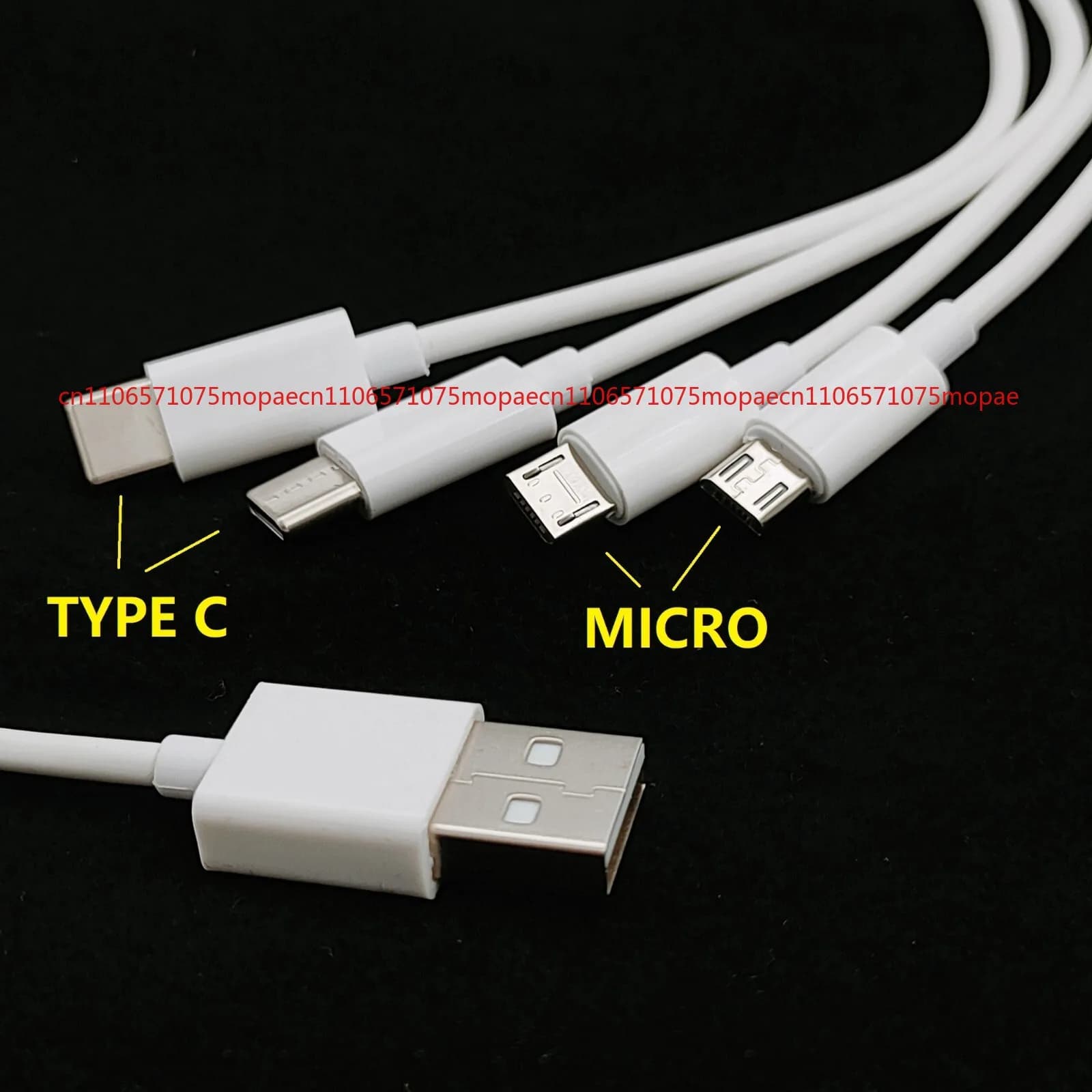 50cm 4 in 1 USB to 2 type C and 2 Micro charger cable power 4 devices at once