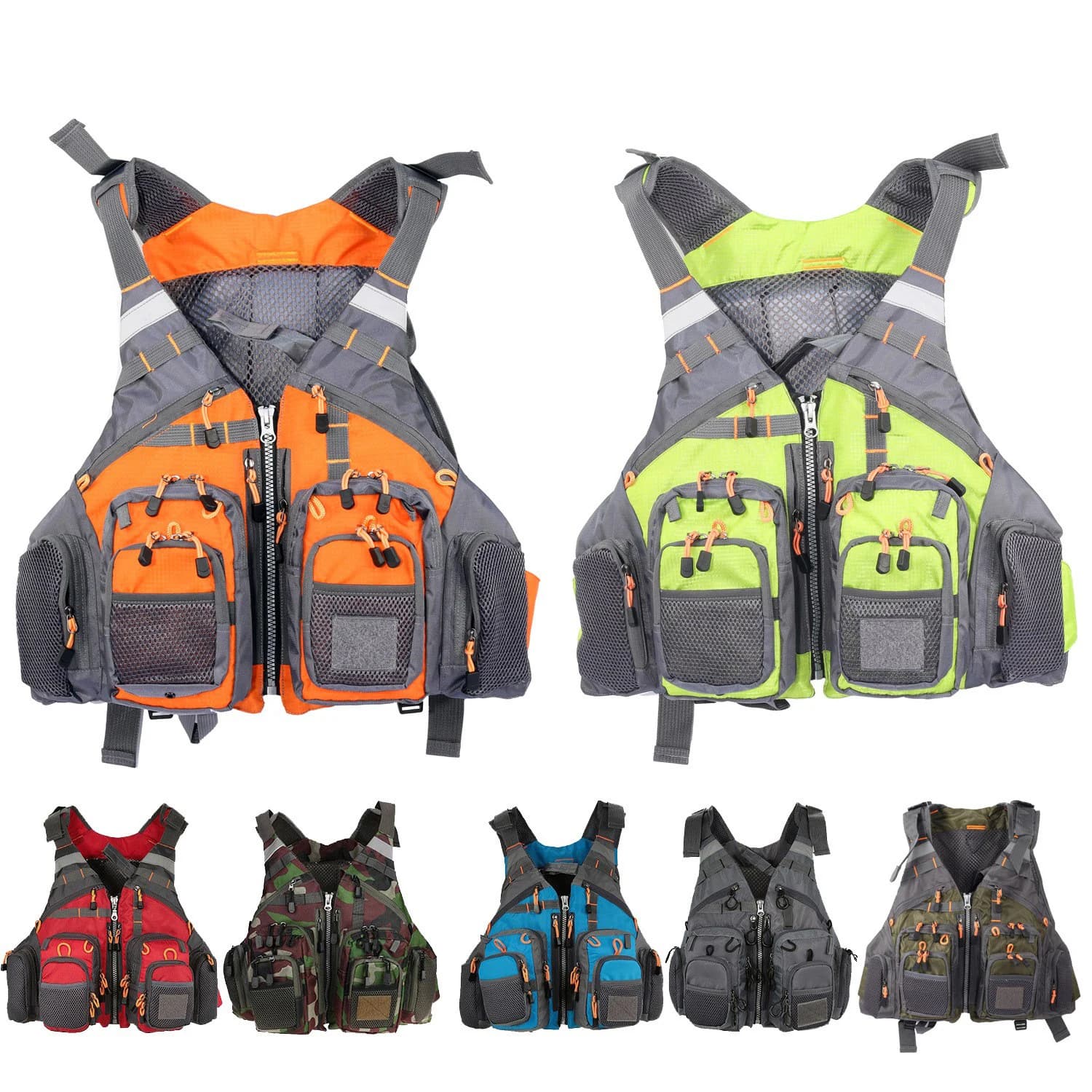 Stock High End Adult Men Functonial Pockets Removable Buoyancy Float Foam Sea Boat Fly Fishing Suits Vest Life Jackets