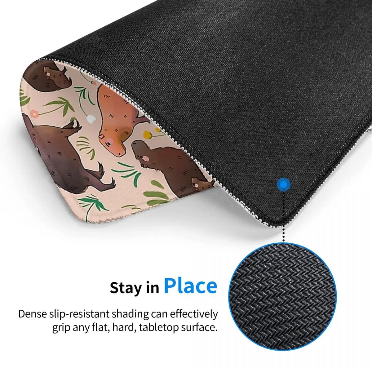 Capybara - Multi-measure mouse pad with illustration of cute green and brown animals, keyboard and mouse mat for computer, desktop mat for PC and gaming laptop