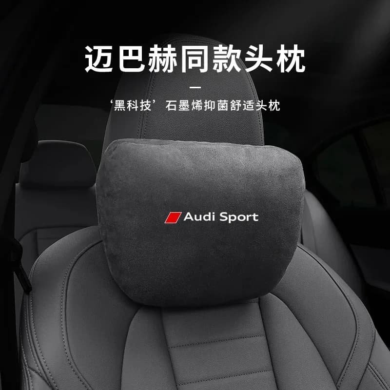 Audi Sport A3 A4 A5 A6 A7 S3 S4 S5 S6 Q3 Q5 Q7 RS3 RS4 TT Poggiatesta per auto in pelle scamosciata Supporto per il collo Cuscino lombare del sedile Morbido cuscino per il collo
