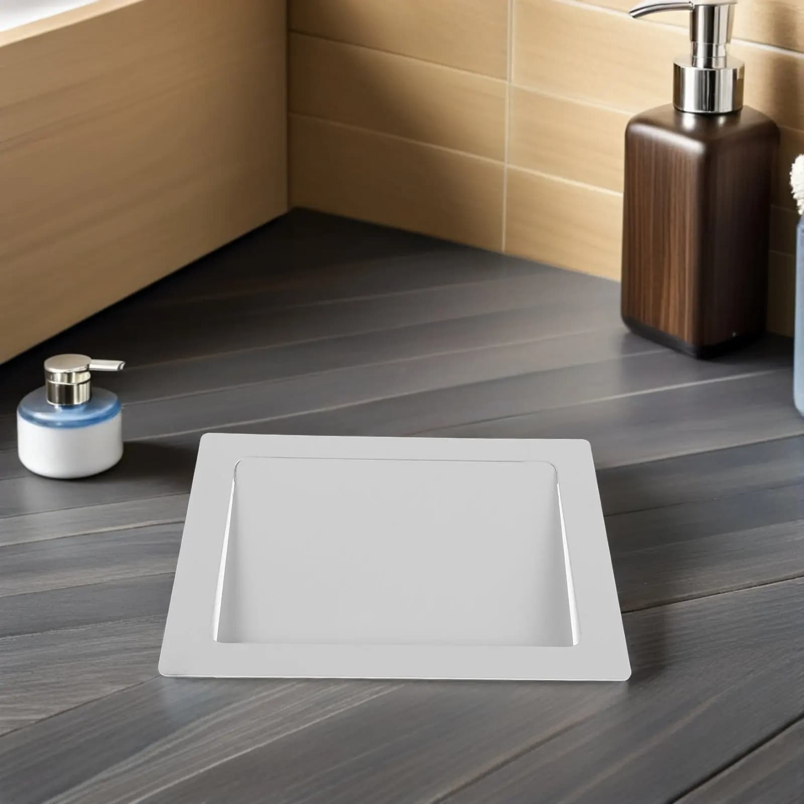 Coperchio per Cestino da Incasso in Acciaio Inossidabile per Piano di Lavoro, Rettangolare, con Coperchio a Battente Integrato, Salvaspazio, per Cucina e Bagno