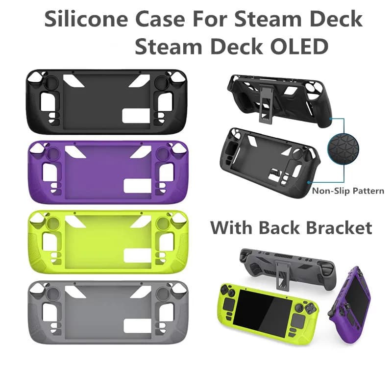 Custodia in silicone per console di gioco OLED Steam Deck Protezione completa con staffa Custodia protettiva Shell per Steam Deck OLED