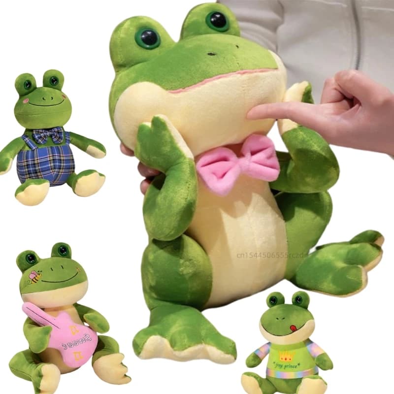 27 centimetri Del Fumetto Animale Sveglio Rana Peluche Bambola Gentiluomo Papillon Chitarra Rana Rettile Peluche Decorazione Della Casa Regalo Per I Bambini