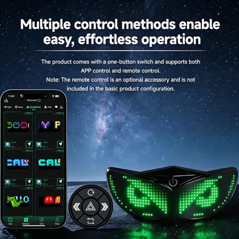 Luce LED RGB Intelligente a Forma di Occhio del Diavolo per Casco, Moto, Bicicletta, Scooter, Guida Notturna e Campeggio