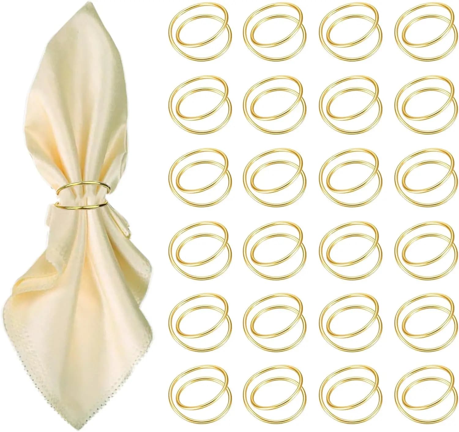 Anelli Portatovaglioli in Metallo Dorato, Confezione da 24, Supporti a Spirale per Tovaglioli per Decorazioni da Tavola per Matrimoni e Cene