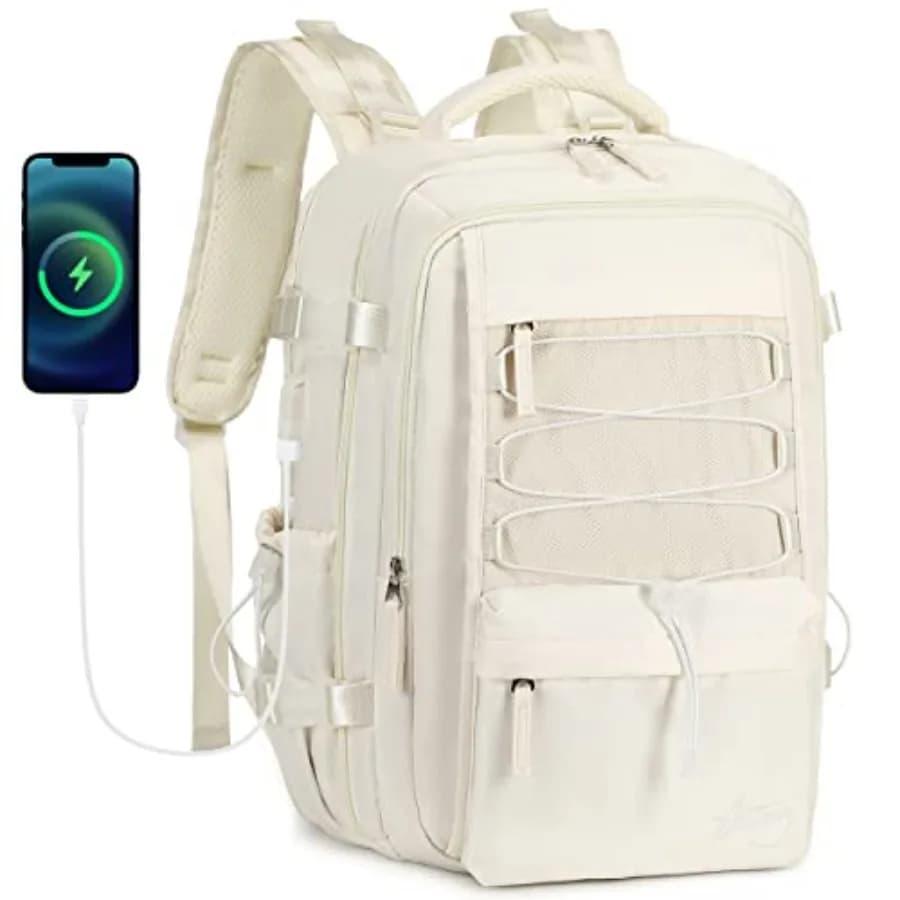 Zaino da Viaggio per Donne e Uomini, Zaini per Laptop con Porta USB, Borsa da Trasporto Approvata dalle Compagnie Aeree, Grandi Zaini Scolastici Impermeabili
