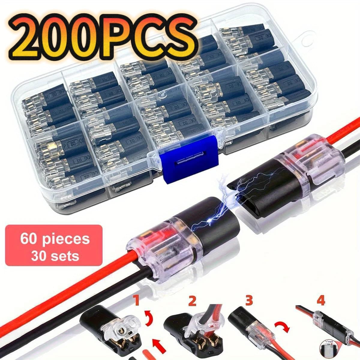 Electric connector without spelating quick connection double line cable detachable plug terminal universal high quality practical durable ideal for car truck projects DIY
