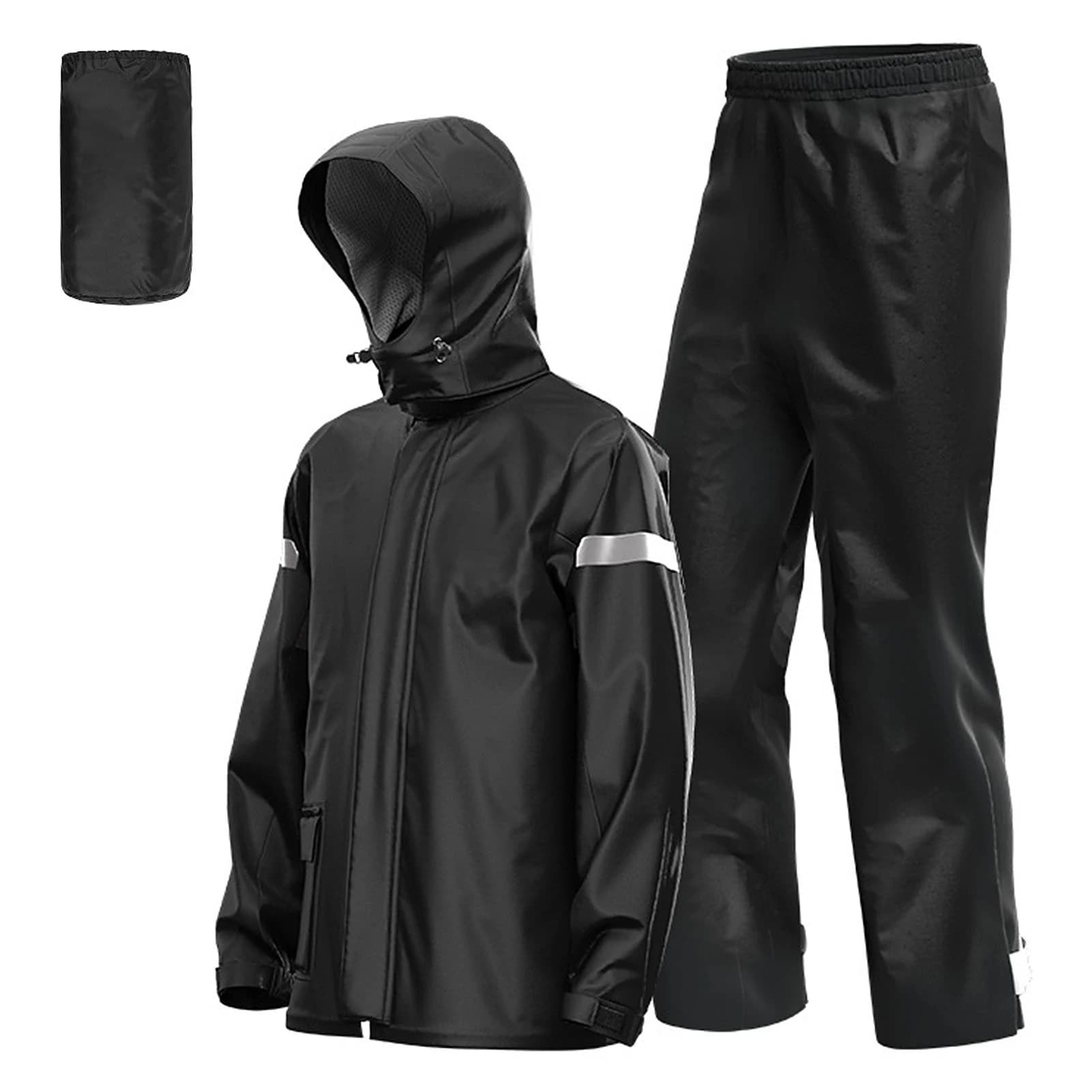 Men Motorcycle Rain Suit Outdoor Reflective Water Resistant Rain Jacket and Pants Rain Gear for Bike Riding Cycle Camping Hiking