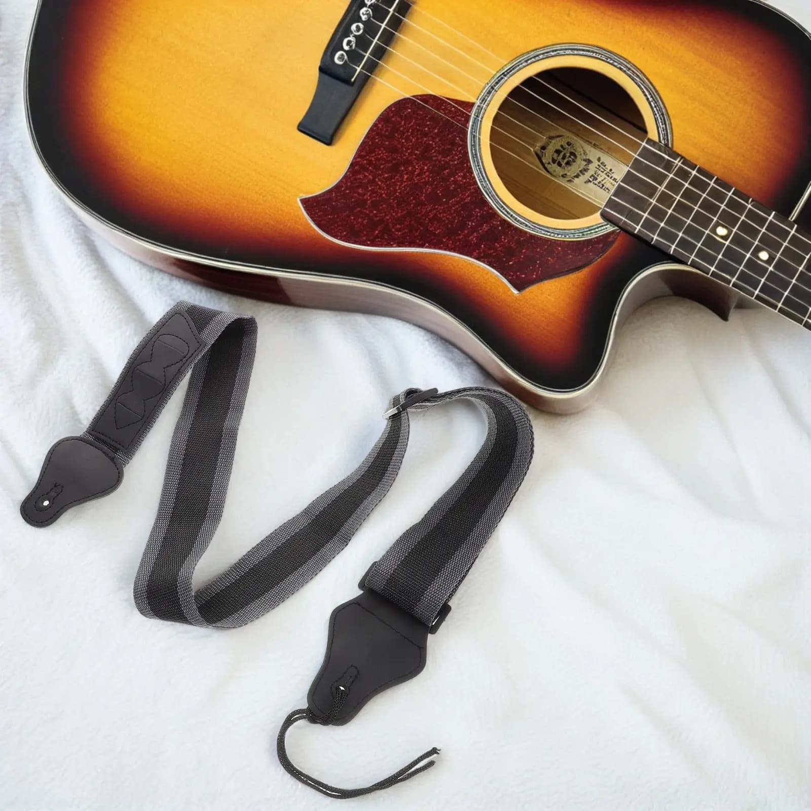 Tracolla per chitarra acustica in nylon traspirante regolabile con porta plettri, tracolla per strumenti musicali per accessori per chitarra basso elettrico