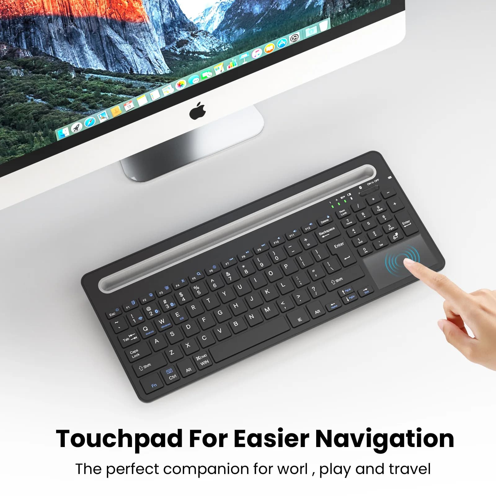 2.4G wireless keyboard with touchpad, suitable for tablet ipad Android HuaweiThree-mode bracket, large card slot, Bluetooth
