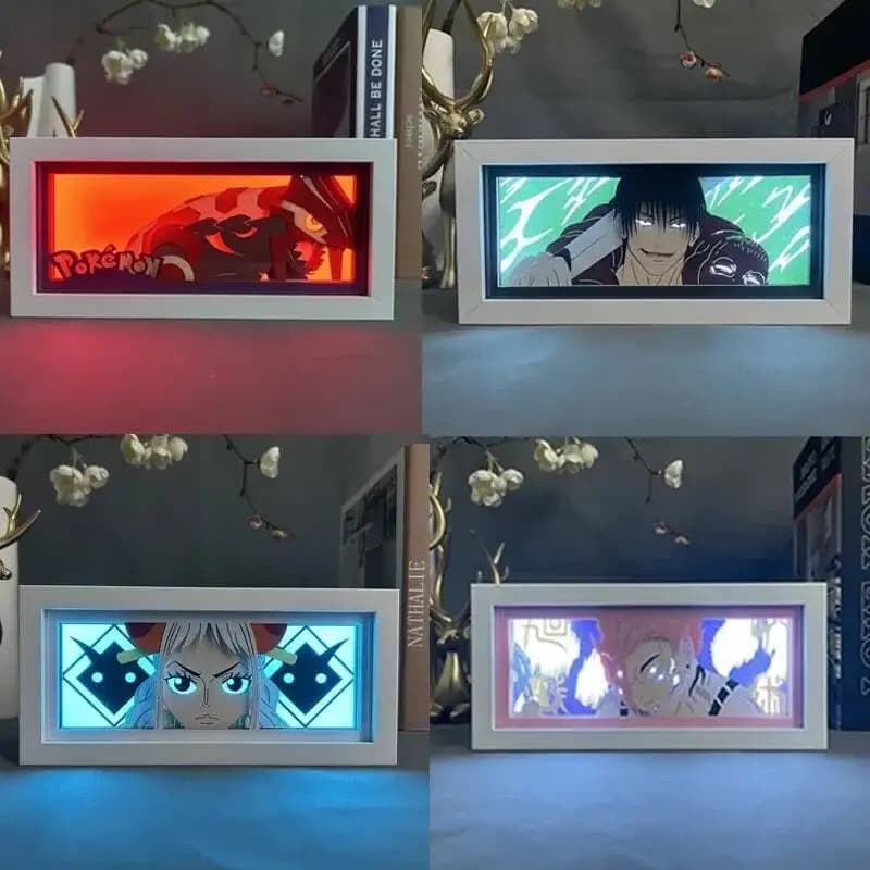 Jujutsu Kaisen Night Light One Piece Paper Cut Shadow Light Box Anime Paper Carving Lamp rufy LED Room Decor Toy Boys Gift