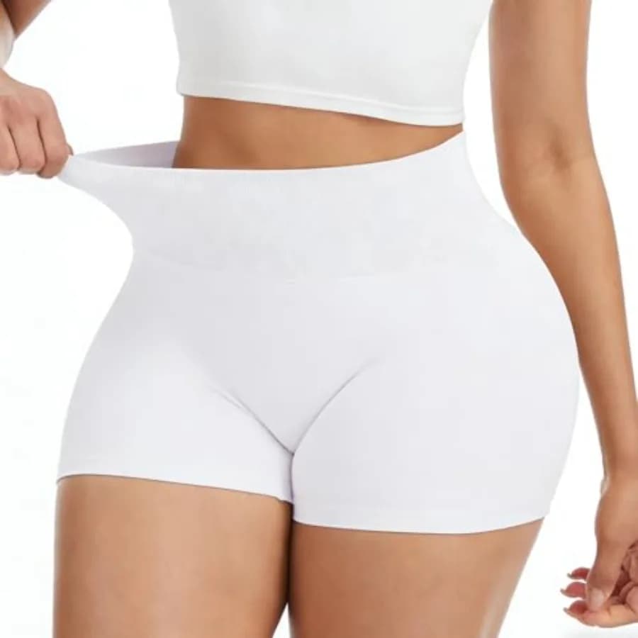 Pantaloncini da ciclismo a compressione da donna yeuG - Vita alta 4 pollici, controllo pancia, senza cuciture frontali, per palestra, yoga, pallavolo