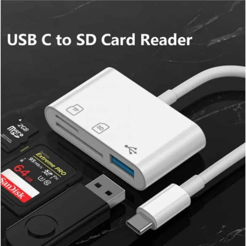 USB C to SD Card Reader Adapter with MicroSD USB Memory Card Reader for iPhone 15 16 iPad MacBook Pro/Air Type C Devices