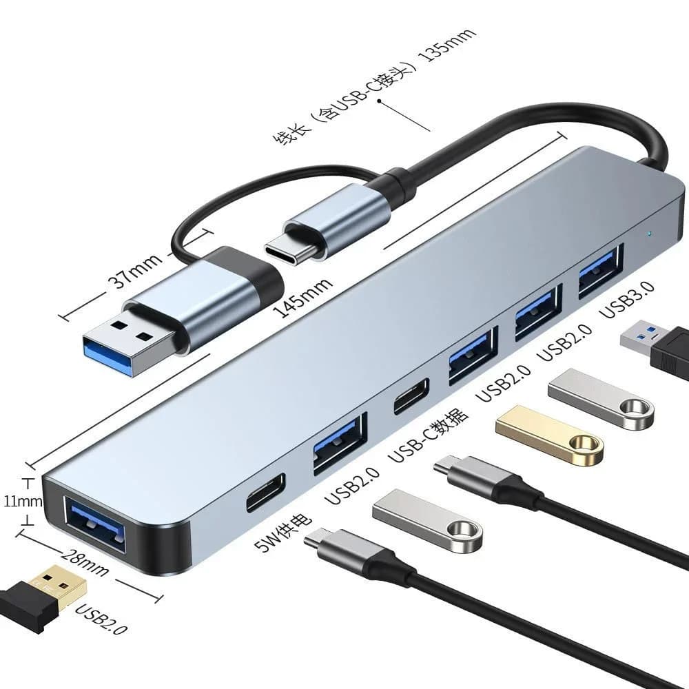 Hub USB C 8-in-2, 7-in-2, 5-in-2 Tipo C 3.1 con Adattatore HDMI 4K, Lettore di Schede SD e TF, Ricarica Rapida PD per MacBook, Notebook e Laptop