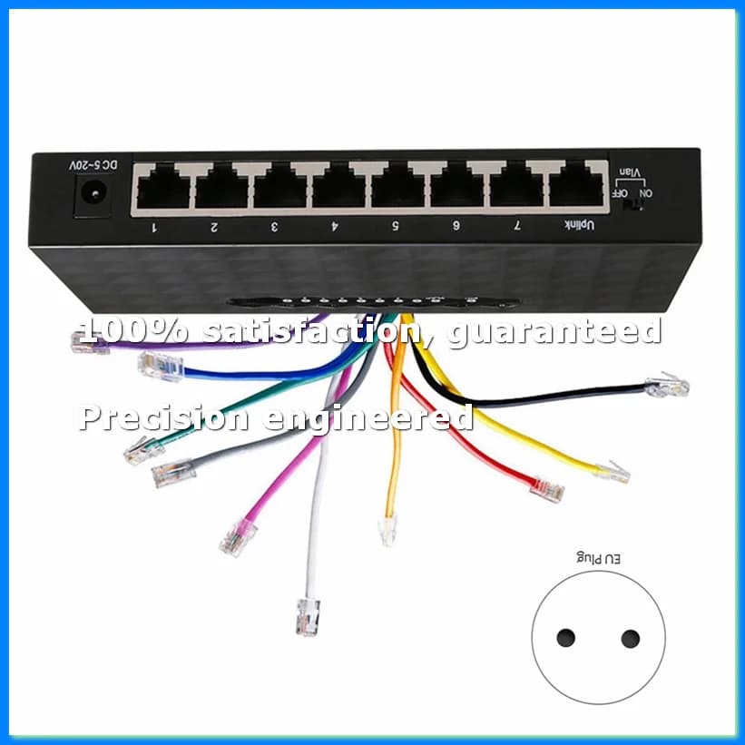 Switch Ethernet Gigabit a 8 Porte, Switch Intelligente ad Alte Prestazioni 1000Mbps, Hub di Rete RJ45, Iniettore Internet con Spina EU - A69M