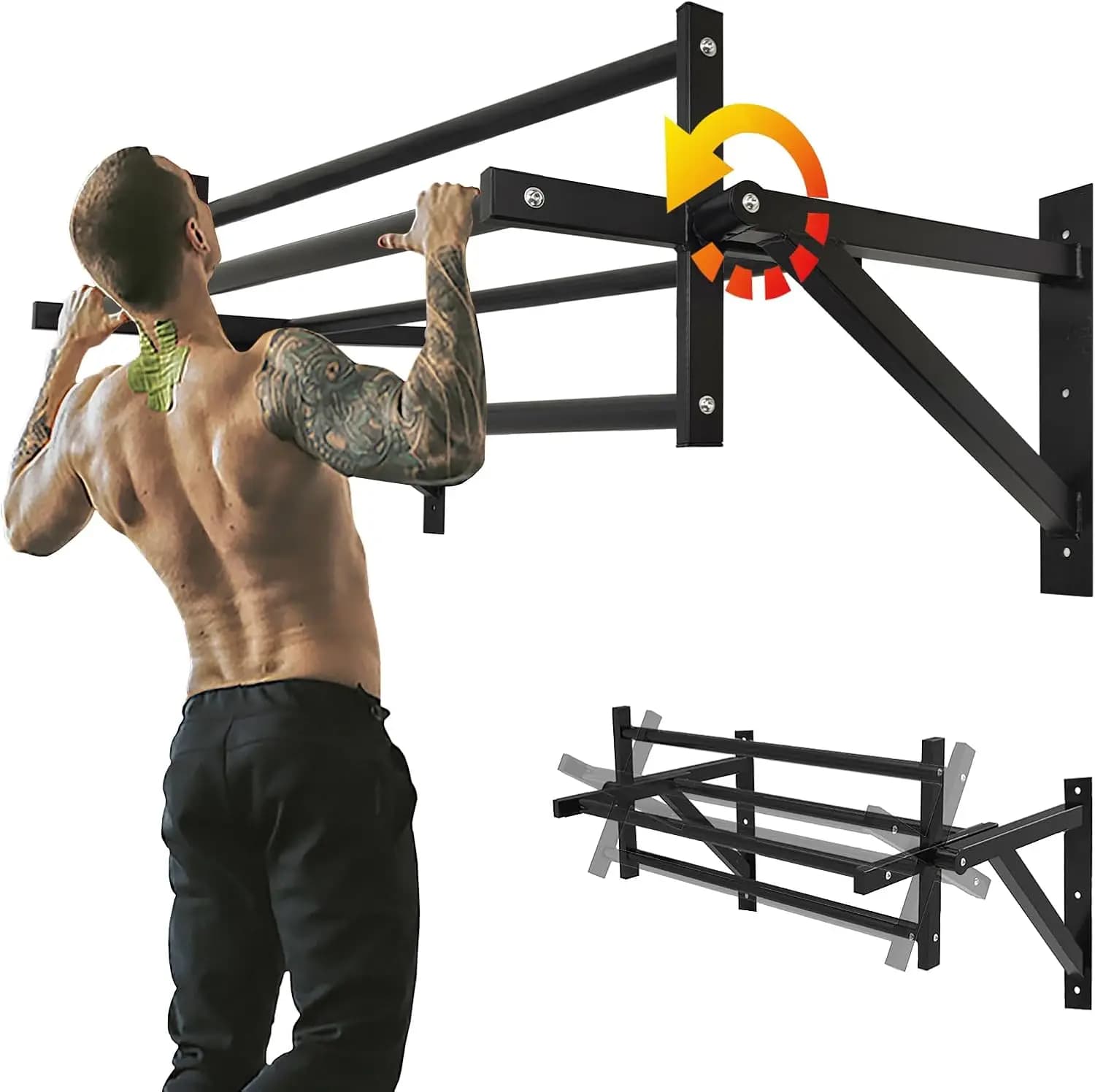 Traction bar and traction station mounted on the wall, traction bar for heavy load wall mounting, multifunctional home gym training for indoors