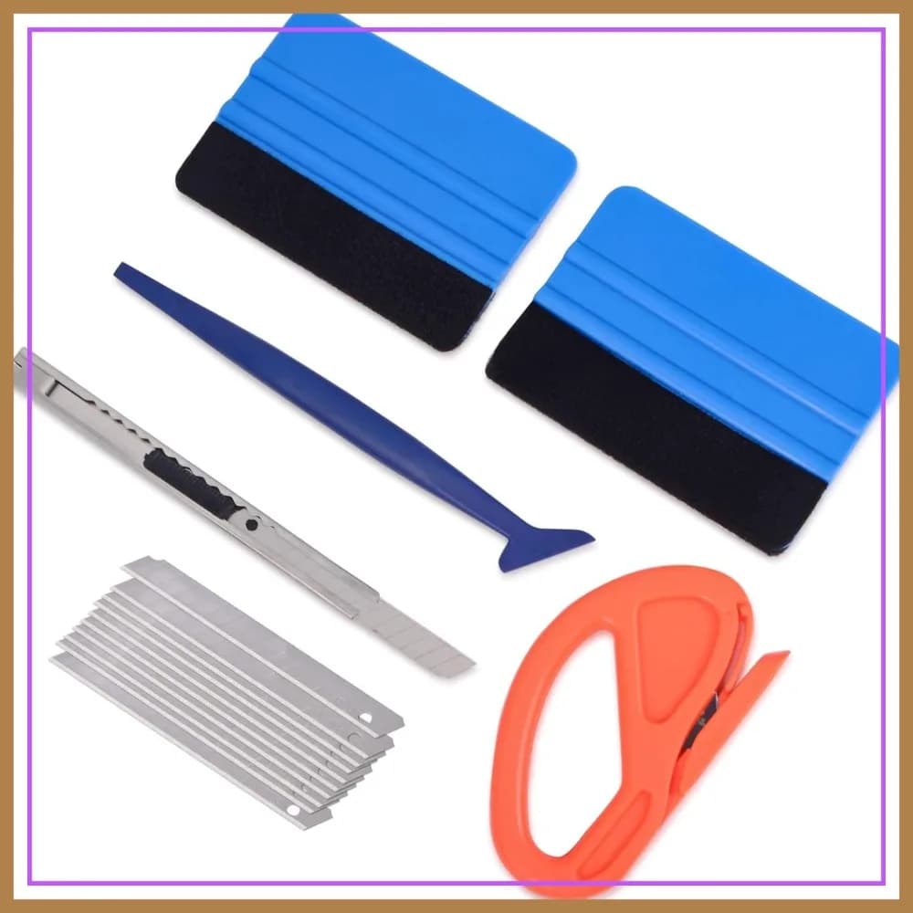 Kit di Strumenti per Wrapping Auto: Squeegee in Feltro da 4 Pollici, Coltello Retrattile, Taglierino Zippy, Mini Squeegee Angolare