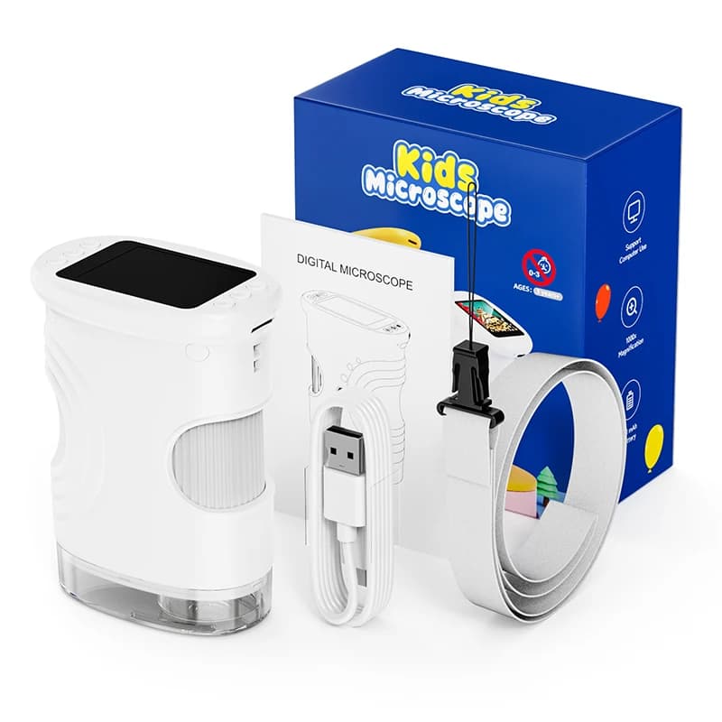 Microscope for Kids Children Microscope with 2 Inch Screen 1000x Zoom Mini Handheld Microscope Camera Christmas Birthday Gifts