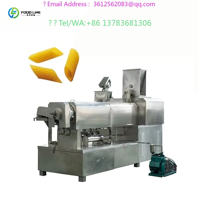 Customized New Full Automatic Stainless Steel Macaroni Manufacturing Line Pasta Extruder Machine Motor 100-300 Kg/h Capacity