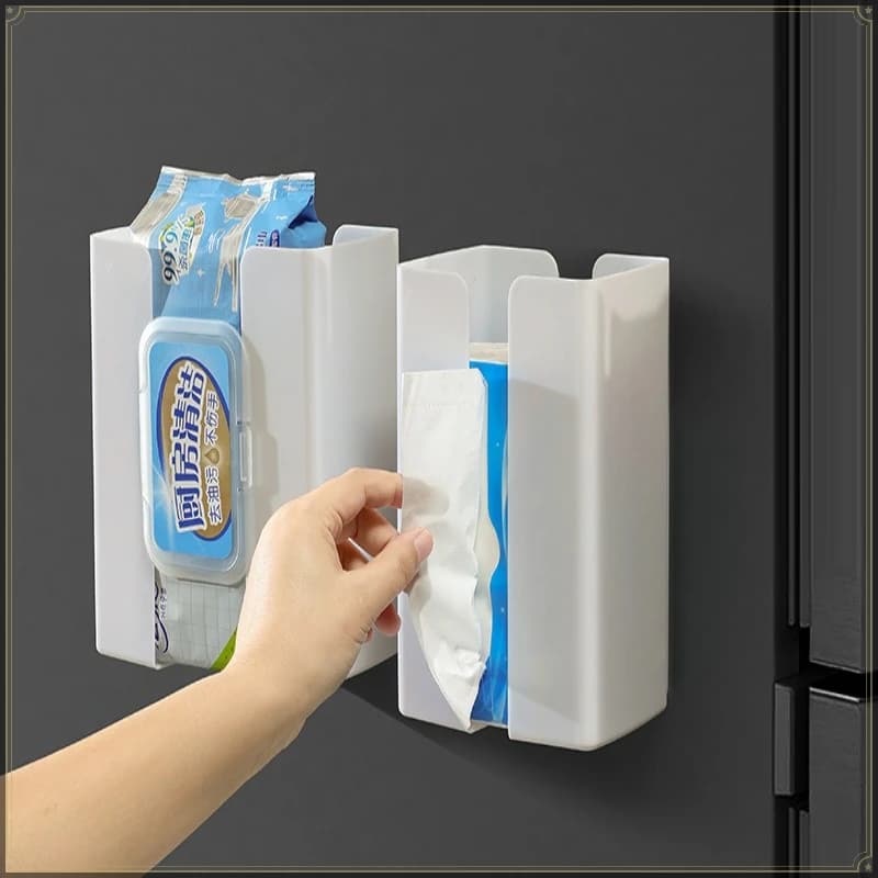 Magnetic Wall-Mounted Type Refrigerator Storage Box PP Material Non-punching Multi-purpose Simple Style Kitchen Storage Rack