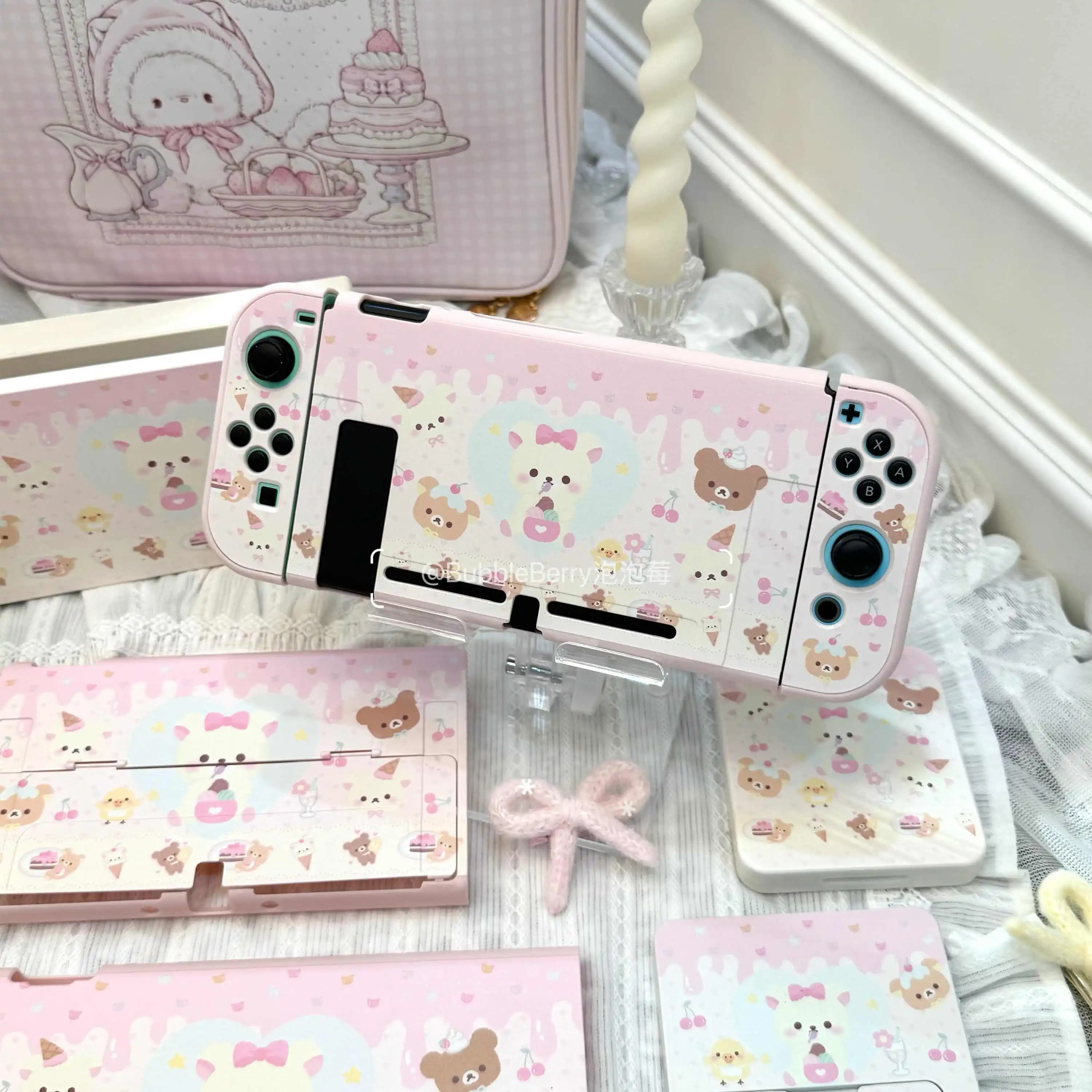 Nuova Custodia Protettiva Cartoon per Nintendo Switch 2/OLED/LITE, Cover Rosa per Console di Gioco e Dock Joy-Con