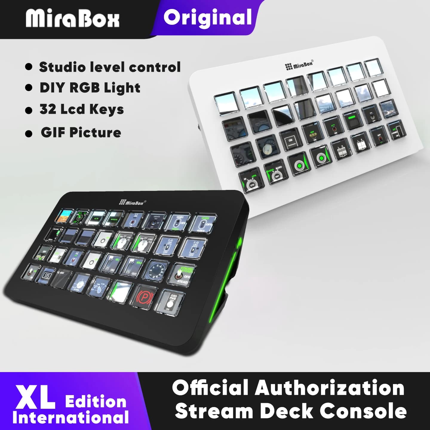 Mirabox XL Stream Deck Visual Console Macro Keyboard 32Lcd Keys Streamdeck macropad Keypad Stream Desk Deck Dock Controller