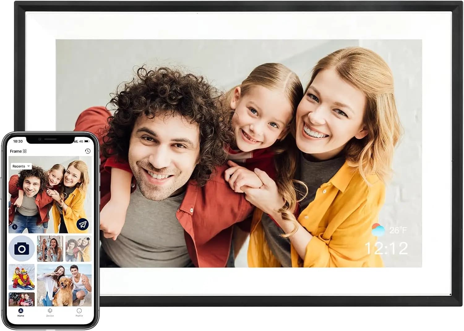 10.1" HD IPS Touch Screen Digital Photo Frame, 1280x800, Auto-Rotate, 32GB, Share via App