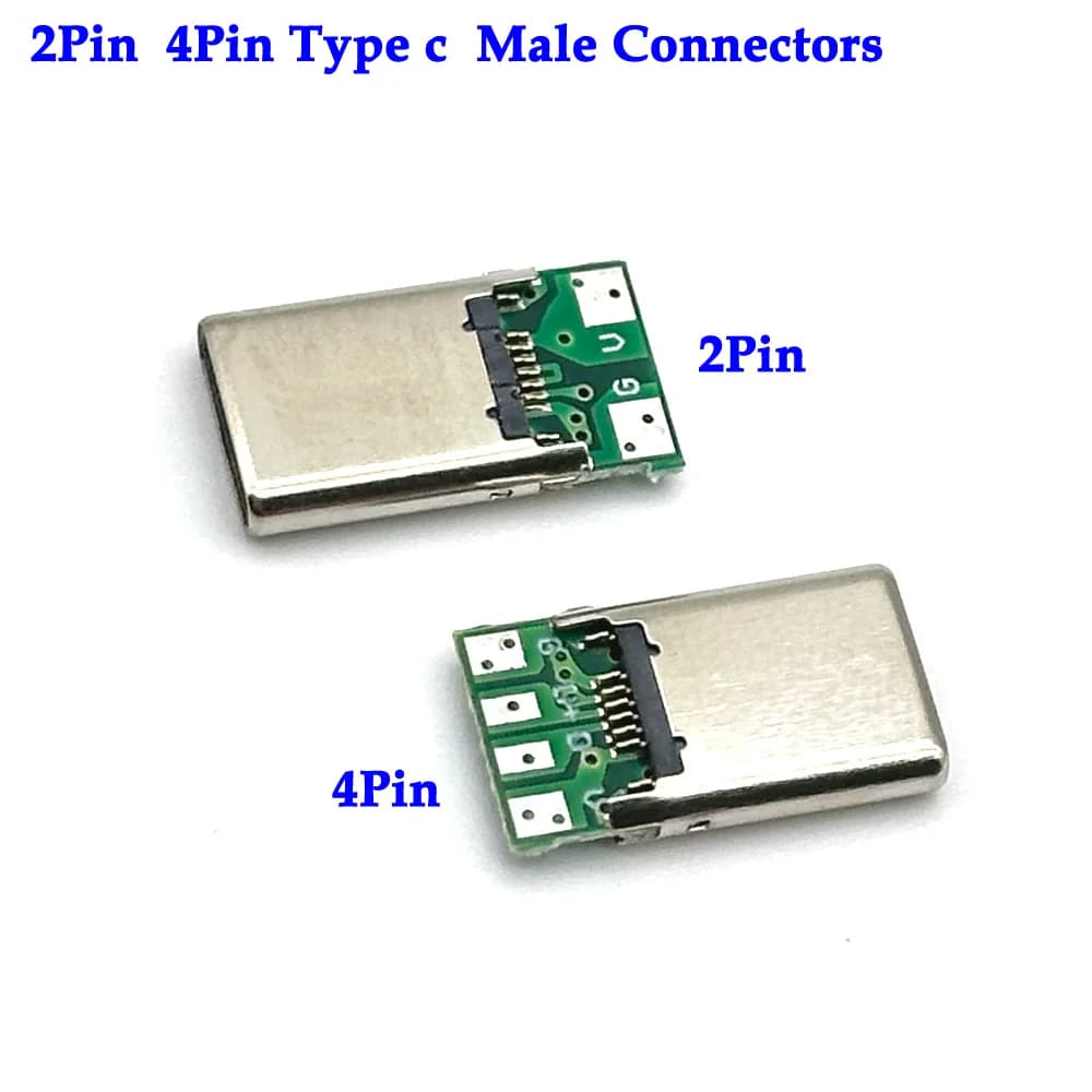 USB 3.1 2Pin 4Pin Type c Connectors Male Jack Tail 16P usb Male Plug Electrical Terminals Welding Data Cable DIY Support PCB Board