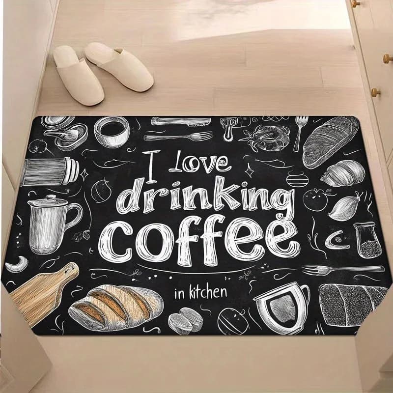 Blackboard Coffee Bread Quote Print Doormat Non Slip Washable Entrance Rug Kitchen Floor Mat Home Decor