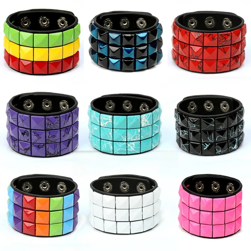 Bracciale in Pelle Regolabile Stile Punk 2025, Unisex, Nero, Stile Rock, Gioiello da Polso per Uomini e Donne, Idea Regalo