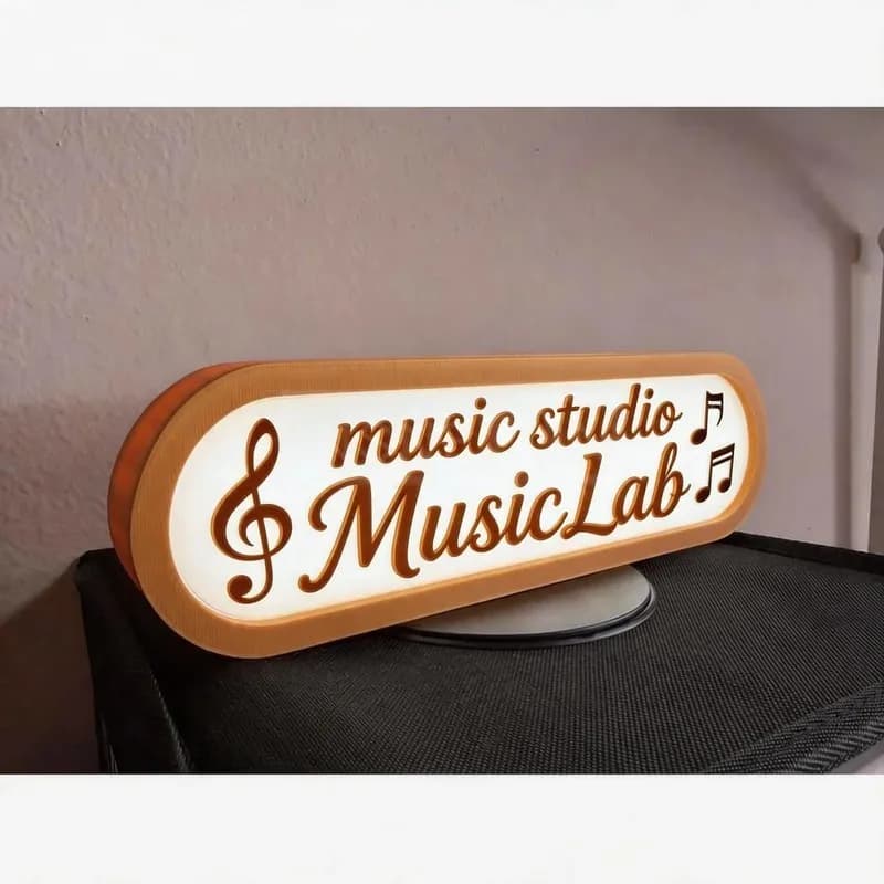 Music Studio LED Light Box Signboard, Custom Neon Luminou Wall Letters Logo Business Advertising Print Illuminated Panel Display