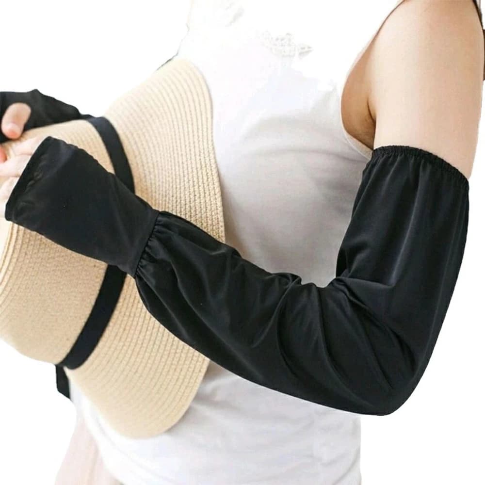 Women's R-letter Ice Silk Arm Sleeves Solid Color Driving/Cycling Sunscreen & UV Protection Loose Oversleeve