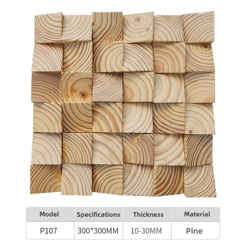 Arte da parete in legno a mosaico, diffusore acustico di residui quadratici, carta da parati adesiva per parete, trattamento sonoro per studio domestico