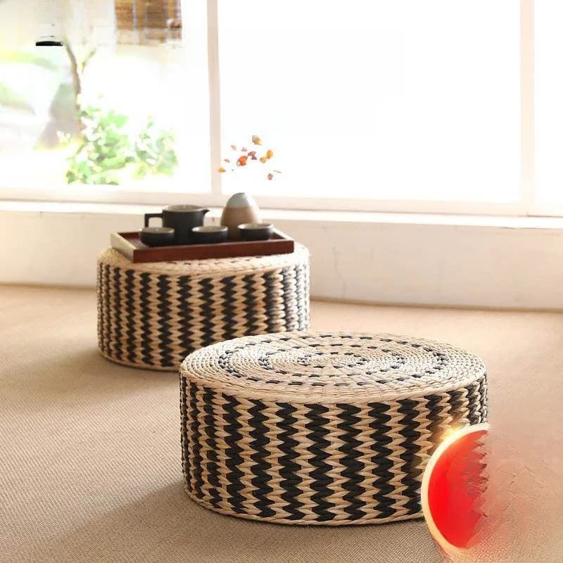 Cuscino Zafu in Paglia Fatto a Mano, Spesso e Rotondo, Stile Giapponese, per Uso Domestico, Sotto il Finestra, Ergonomico per il Sedere