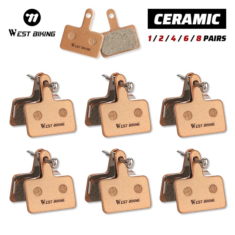 WEST BIKING Resin Ceramic Bike Brake Pads For Shimano Mt200 M515 C501 C601 1/2/4/6/8 Pair Wear-resistant Road Bicycle Brake Pads