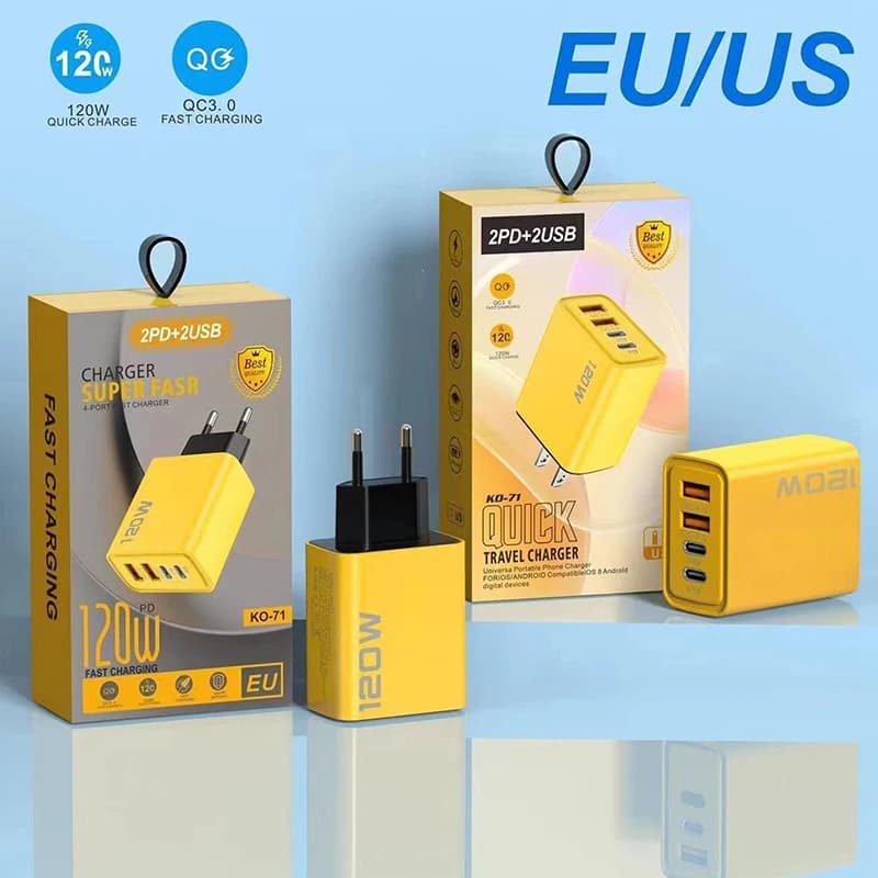4 Port PD QC3.0 USB-C Fast Charger Multi Plug Power Adapter For Huawei Phones