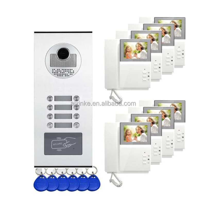 Wire 1 to 8 Home Video Door Phone Intercom Systems Doorbell for Apartment Buildings