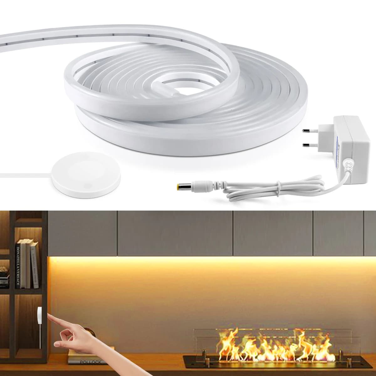 DC12V Neon LED Strip Manual Scanning Sensor Dimmer Tactile 120LED/M Flexible Tube Lighting Kitchen Cabinet Backlight
