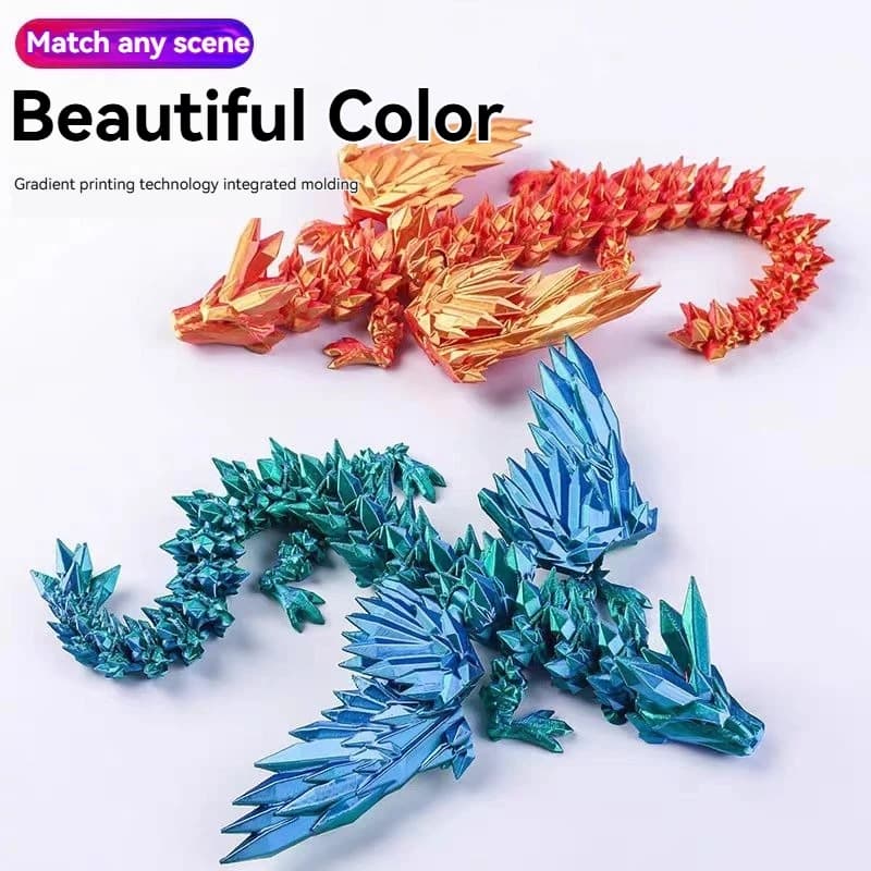 Ornamento del drago stampato in 3D Ornamento da tavolo Animali stampati in 3D Home Office Craft Figure stampate Regali di Natale 22 cm