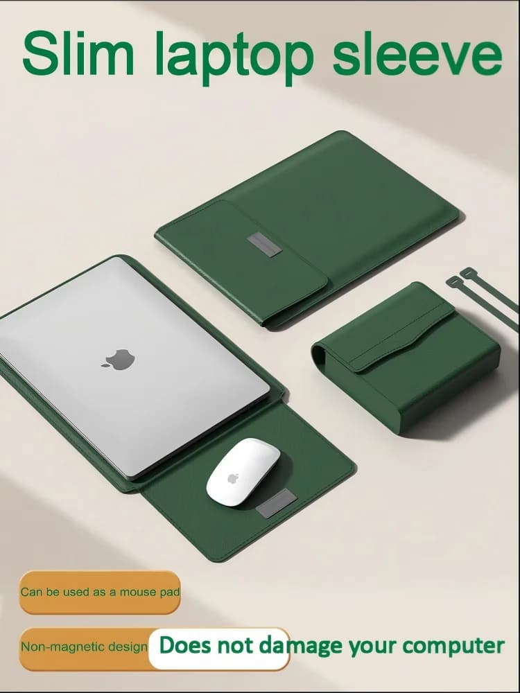 Per MacBook Air 12-13-14/15-16 pollici Custodia per laptop Custodia da trasporto multifunzione con chiusura automatica con supporto in pelle