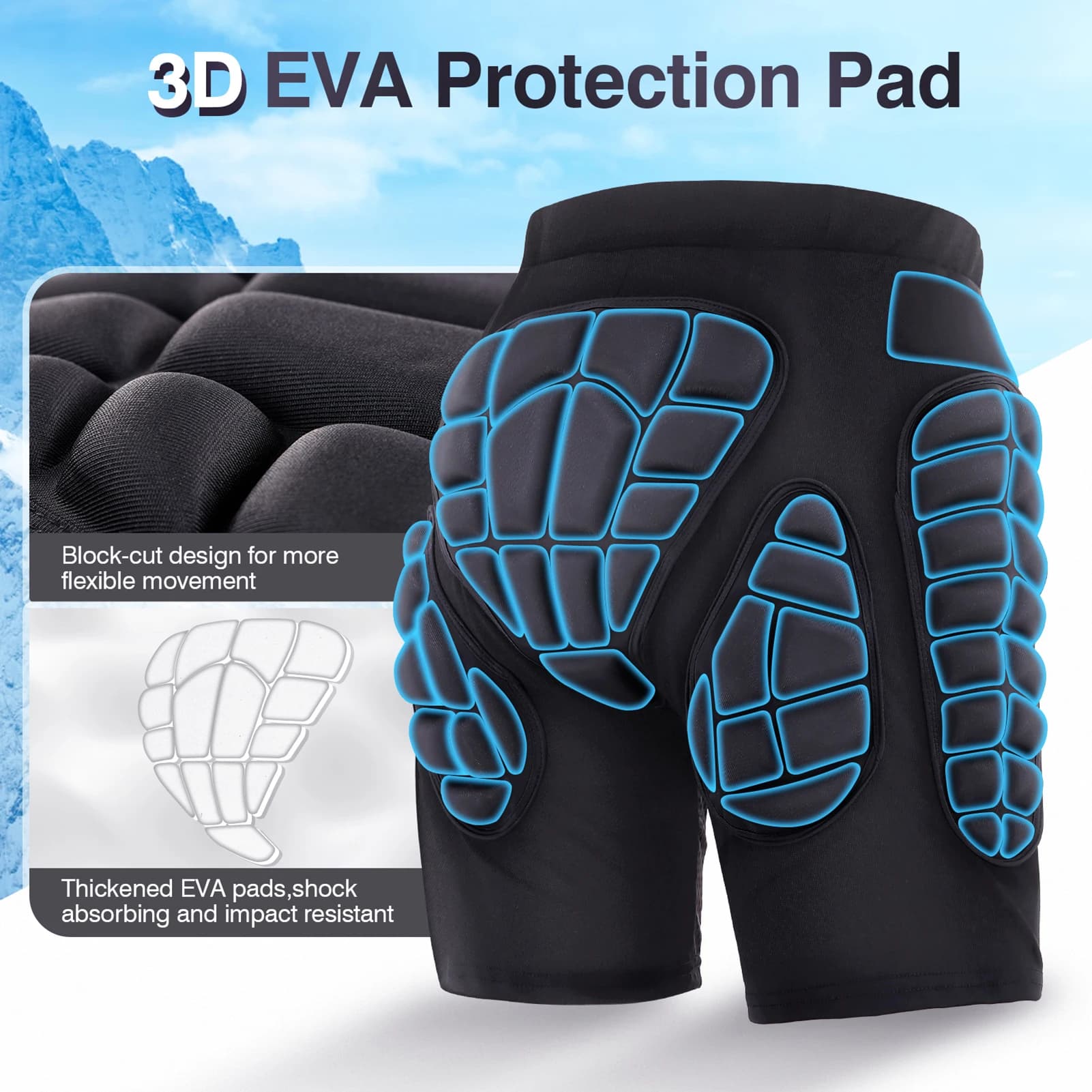 Adult padded protective shorts Shock protection cushions breathable armrests for hips and buttocks 15 mm thickened for snowboard Sk