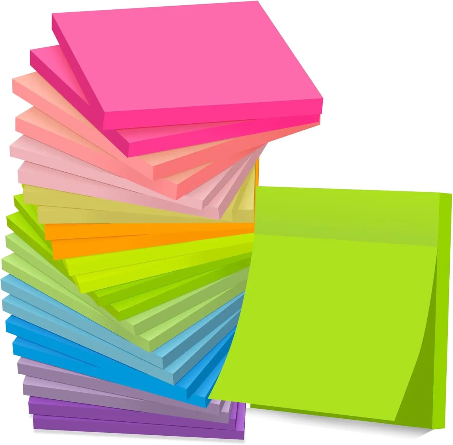 Sticky Notes 3x3 in, 12 Bright Colors Self-Stick Note Pads with Strong Adhesive for Home Office