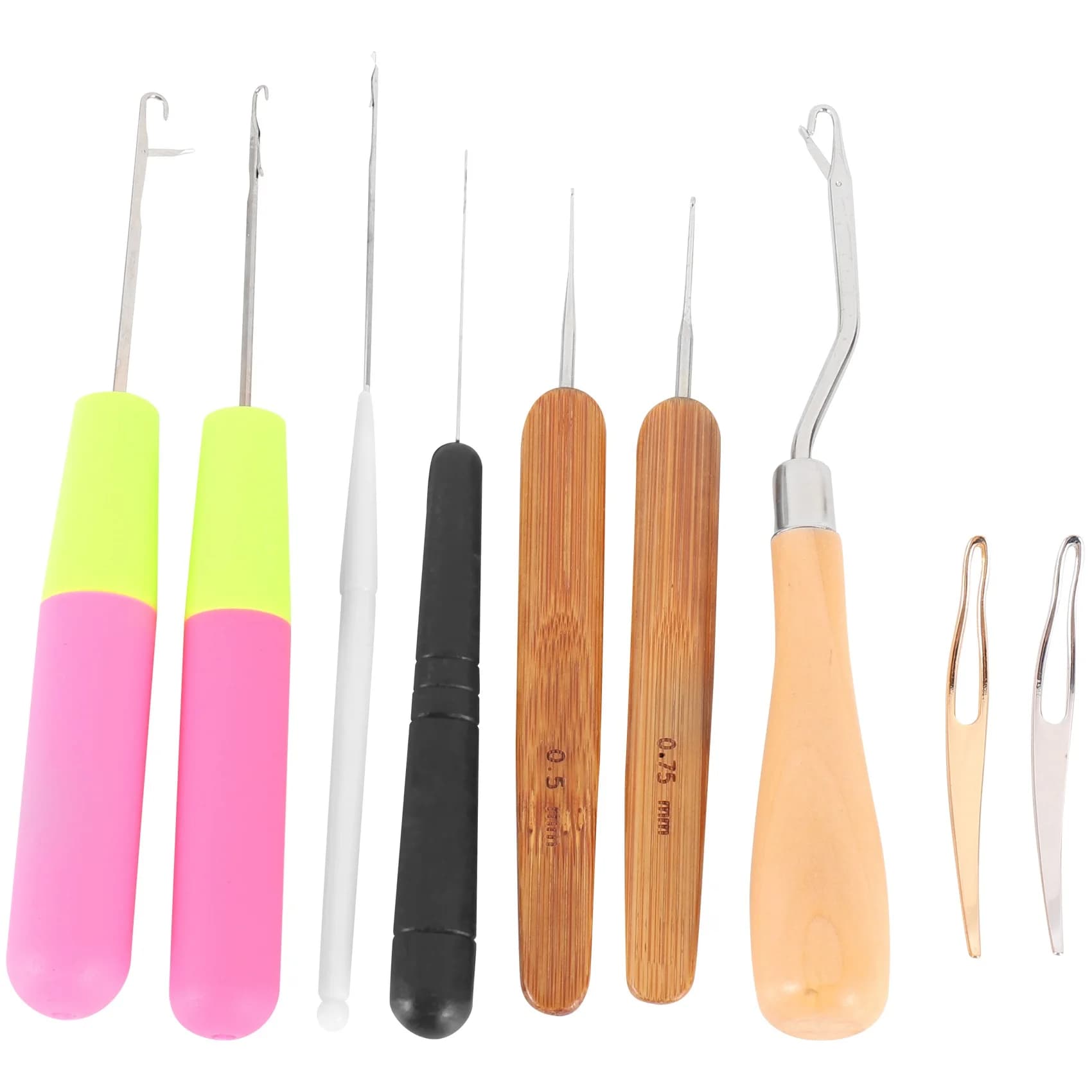 B84B-9 Pieces Bent Latch Hook Crochet Needle Set Latch Hook Dreadlocks Tool Crochet Needle Hair Locking Tool For Braid Hair Carp