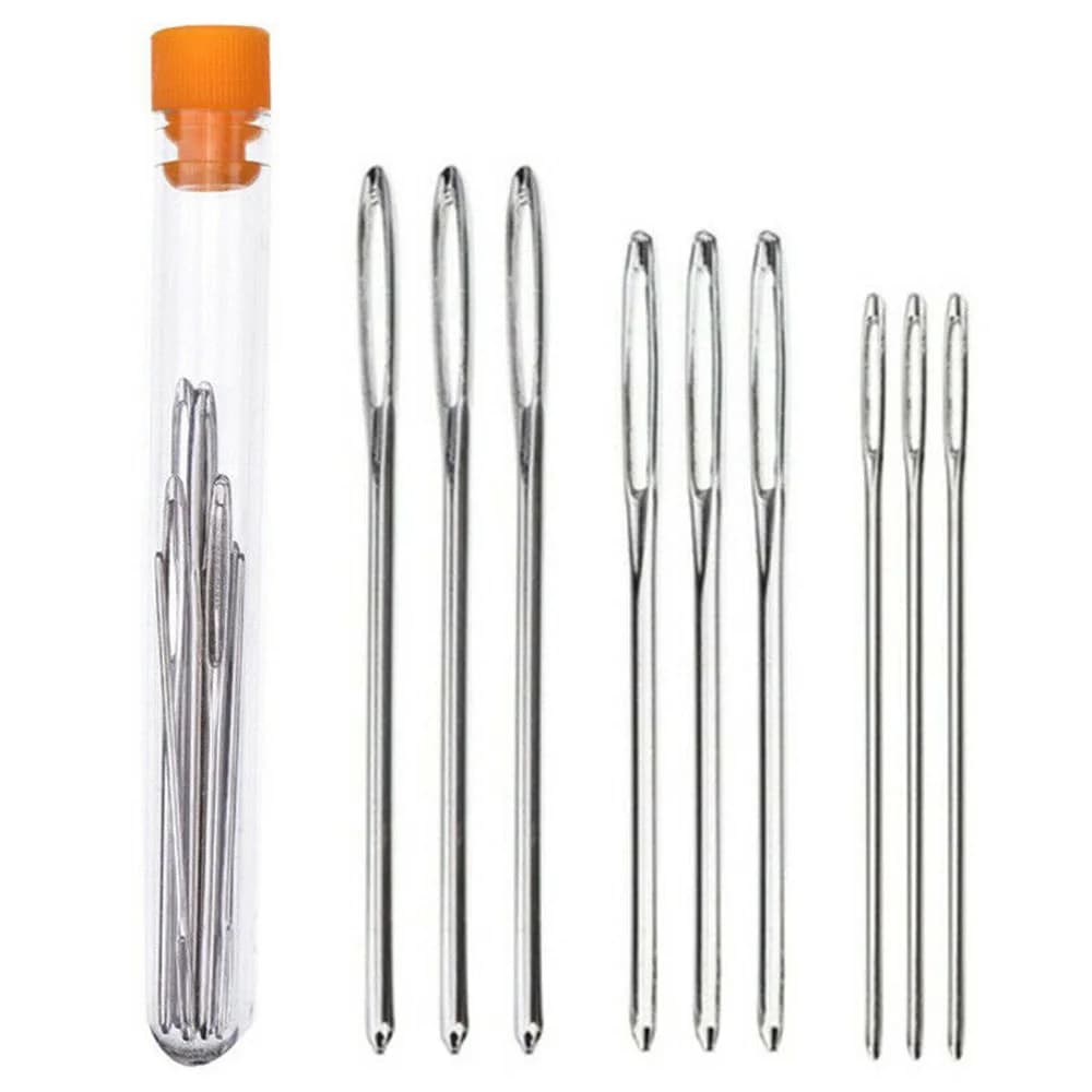 Set di 9 Aghi in Acciaio Inox per Cucito e Ricamo, Accessori per Lavorazione del Cuoio e Maglia