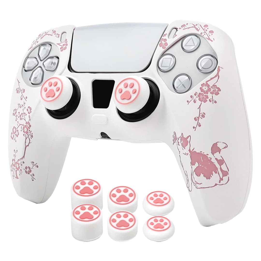 Cover in silicone con 6 impugnature per pollice per controller PS5, custodia morbida antiscivolo, antiurto e antipolvere, accessori per PS5