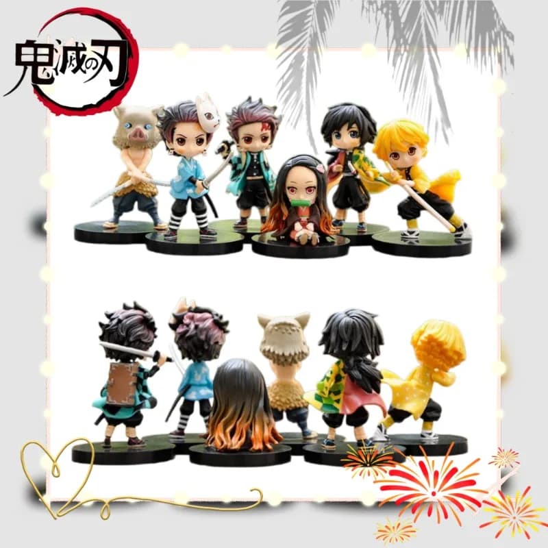 Demon Slayer Kimetsu No Yaiba Figure Kamado Tanjiro Nezuko Zenitsu Cute Toy Doll Desktop Ornament Anime Collection Gift