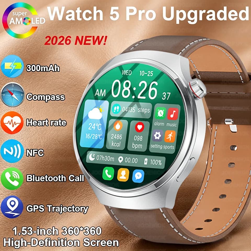 Watch 5 Pro Upgrade GPS NFC Smartwatch Men 360*360 AMOLED HD Bluetooth Call Health IP68 Waterproof Smart Watch For Android iOS
